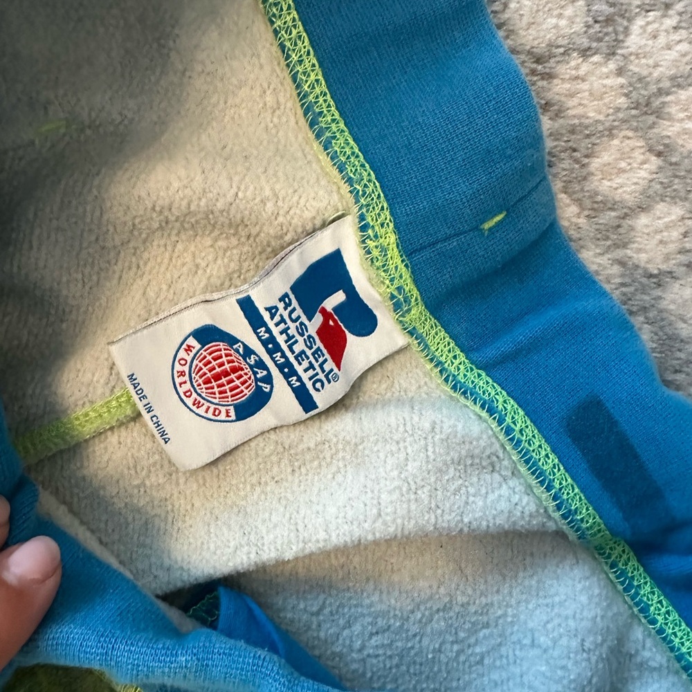 Russell Athletic Blue and Lime Fleece Sweatpants/Joggers
